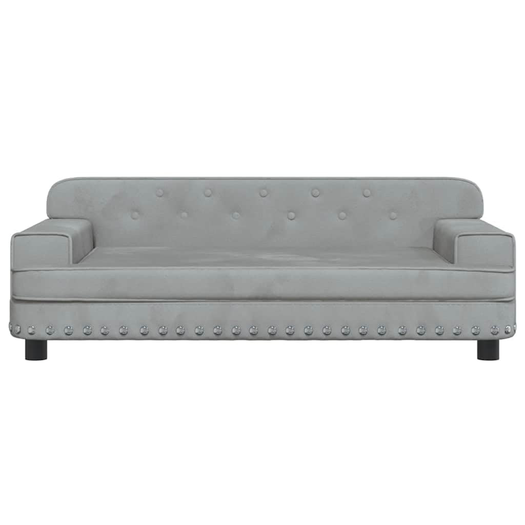 vidaXL Cama para Perro, Sofá para Mascotas con Marco de Madera, Cesta para Cachorros Casa Interior, Gris Claro 90x53x30 cm Terciopelo