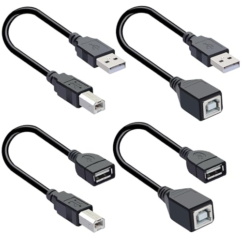tunghey 4Pack USB A Male/Female-USB B Male/Female Adapter Kit, USB 2.0 Cable A Female to USB B Male Cable for Printer Extender Connection Cables USB A M/F-USB B M/F Adapter