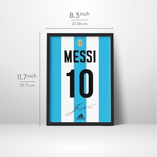 Image of Posternet Football Jersey Number 10 Wall Poster Frame | Argentina Inspired Blue White Sports Artwork | A4 Size (8.3 x 11.7 Inch) Framed Wall Decor for Bedroom, Living Room, Gaming Room, Office | Premium HD Print