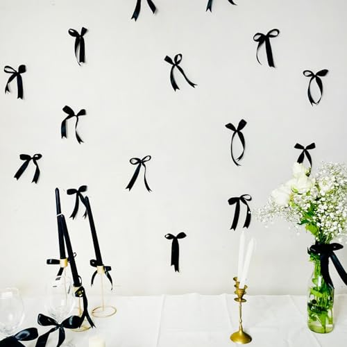 Image of SpecialYou.in Satin Black Ribbon Roll for Bow 5Pcs, Aesthetic Wall Decor Items, Pinterest Finds Aesthetic Room Decor Items Pinterest, Pinterest Room Satin Ribbon 1 /2 Inch