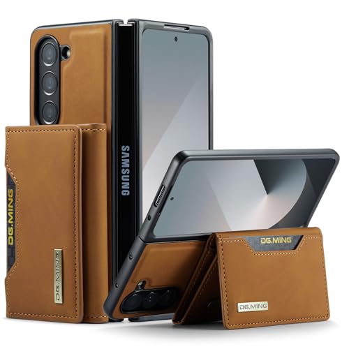 For Galaxy Z Fold 6 �p �P�[�X ������ 2 in 1 Magsafe�Ή��J�[�h�P�[�X�t�� ���U�[ �蒠�^ �T���X�� �M�����N�V�[ Z fold6 �J�o�[ ���z�^ �}�O�Z�[�t�Ή� ���C�����X�[�d�Ή� �X�^���h�@�\ RFID�u���b�L���O �}