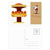 Dimensions : 14,6 x 9,8 cm. Lot de 20 cartes postales pour parc d\'attractions colorées Motif Père Noël