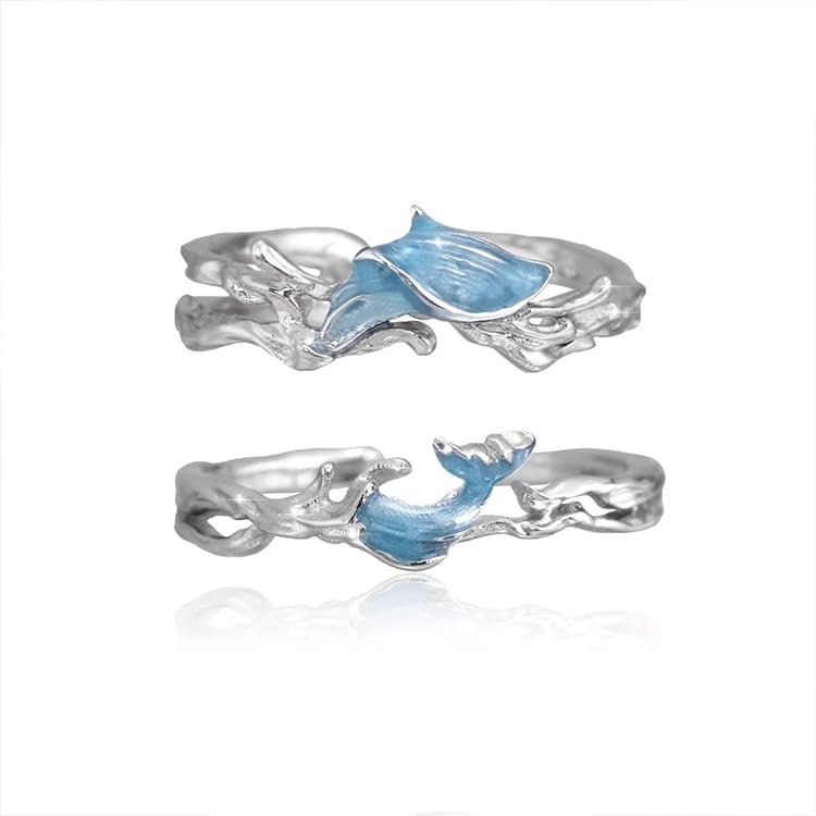 Adjustable Matching Rings for Couple - Heart Gemstone Matching Promise Bands for Love, Romantic Engagement Ring for Couple, Wedding & Valentine's Gifts for Him/Her