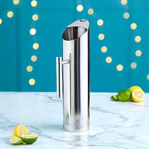 VonShef Water Pitcher with Ice Guard, Stainless Steel, 60 Ounces - Thumbnail 2
