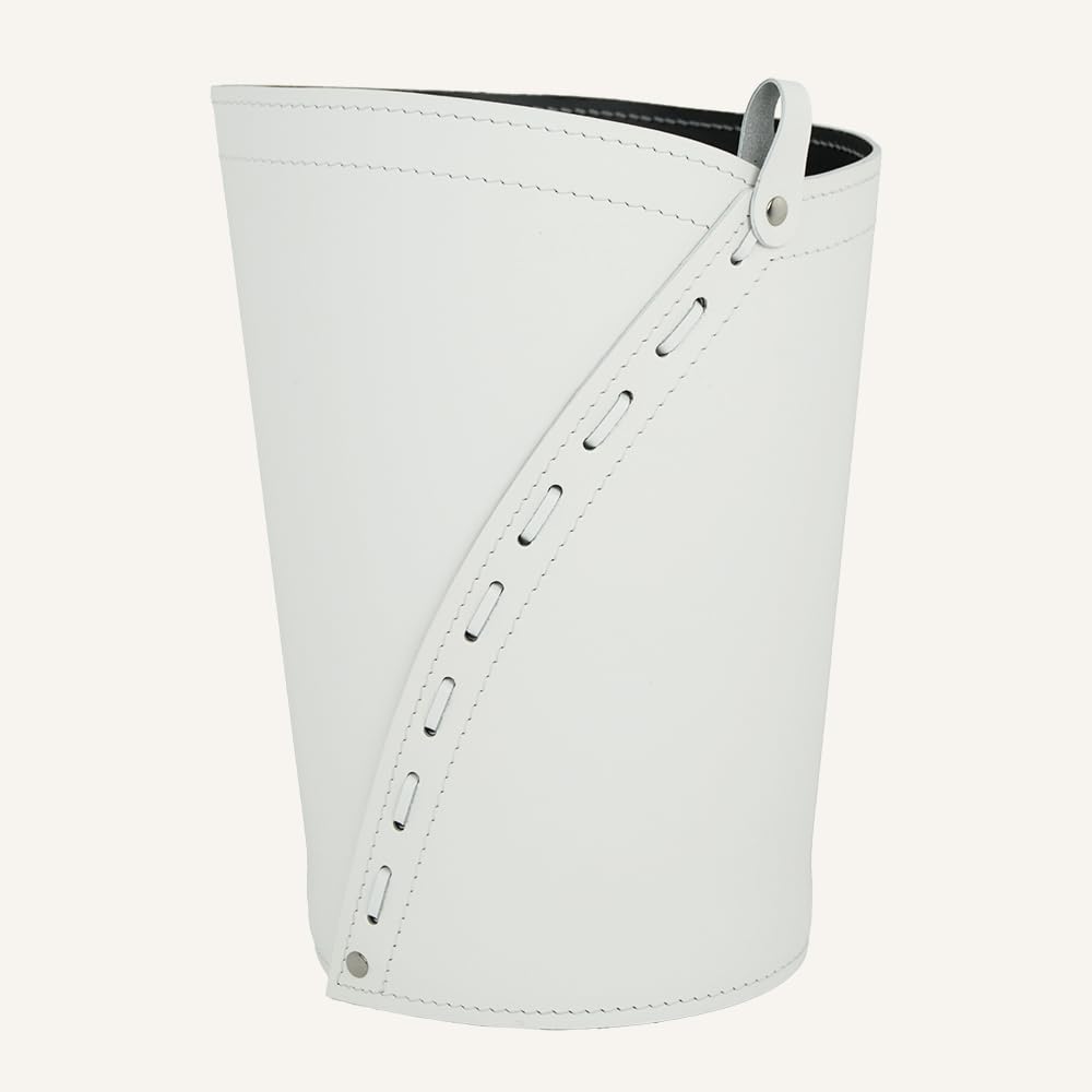 LIMAC Design MEDUNA, Set di accessori da scrivania in cuoio, set ufficio, sottomano da scrivania, portaoggetti, portapenne, antiscivolo, prodotto in Italia. (Bianco)