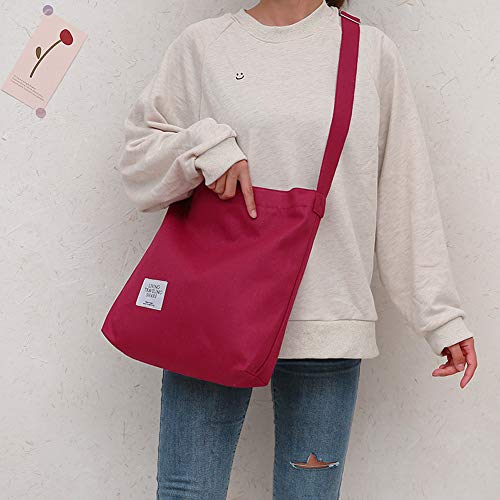 Covelin Women's Retro Large Size Canvas Shoulder Bag Hobo Crossbody Handbag Casual Tote Persian Plum #TOP5