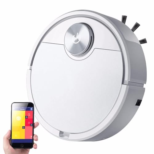 SMTSEC Robot Aspirapolvere Lavapavimenti con Mappatura, 3-in-1 Robot Aspirapolvere Smart App Control Robot Spazzante con Potente Aspirazione 1500Pa per Tappeti E Pavimenti Duri,Silver-1 Pack