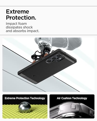 Image of Spigen Rugged Armor MagFit Designed for Galaxy S25 Ultra Case [Fast Wireless Charging /Magnet for Galaxy] (2025) - Matte Black