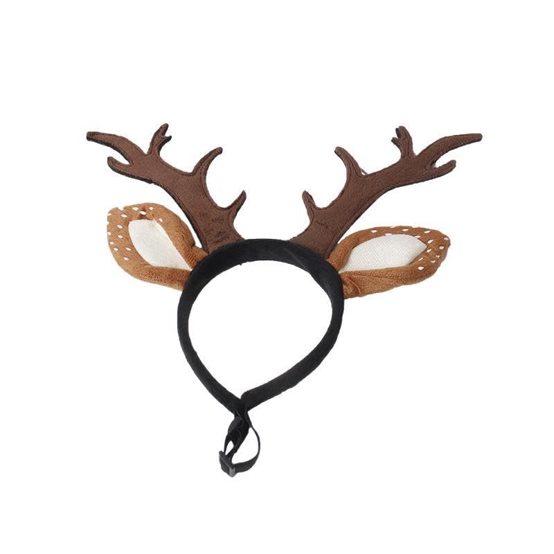 Festive Cat Christmas Antlers Headband Dog Reindeer Ear & Antlers Hat Headwear Xmas Party Cosplay Puppy Costume Hair Accessory Cute Pet Holiday Party Hat for Xmas Photo Prop & Gift - Image 3