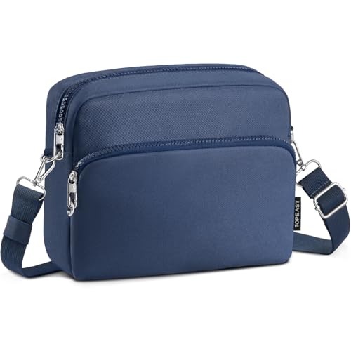 TOPEAST Anti-Theft Classic Crossbody Bag for Women Men, Navy Blue Shoulder Bag with RFID Blocking & Multiple Pockets for Travel, Work, Gift
