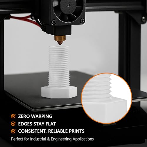 Image of PP Filament 1.75mm Polypropylene Filament,White 1kg /2.2lbs Durable Semi-Flexible 3D Printer Filament for Functional Parts & Prototyping, No Warping, 5 Build Sheets Included