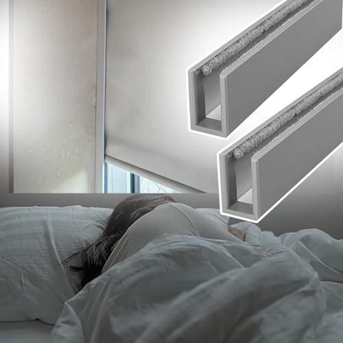 Bedroom Blackout Light Blocking Strips for Roller Blinds, U-channel Light Blockers Side Tracks for Window Shades, Nursery Blackout Side Rail