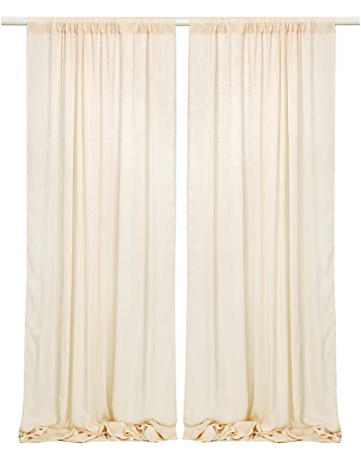 Sherway 2 Panels 4.8 Feet X 10 Feet Cream Beige Thick Satin Wedding Backdrop Drapes, Non-Transparent Window Curtains For Party Ceremony Stage Decoration #TOP21