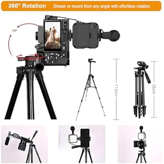 Kit Prise Vue Vidéo, Kit Vlog Professionnel pour Smartphone et Appareil Photo : Microphone, Lumière LED, Trépied Réglable, Support Téléphone, Idéal pour YouTube, TikTok, Live Streaming, Photographie