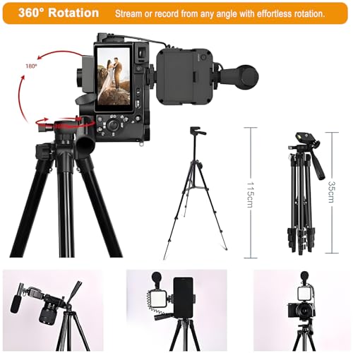 Kit de Toma de Video, Kit Vlog Profesional para Smartphone y Cámara: Micrófono, Luz LED, Trípode Ajustable, Soporte para Teléfono, Ideal para YouTube, TikTok, Transmisiones en Vivo, Fotografía - imagen 4