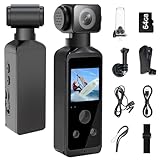 5K Körperkamera Bodycam Vlog Kamera, Sports Action Cam mit 270° drehbarem Objektiv, Pocket Action Cam für Reisen, Outdoor-Sport, Fahrrad, Clip und 64 GB TF-Karte im Lieferumfang enthalten