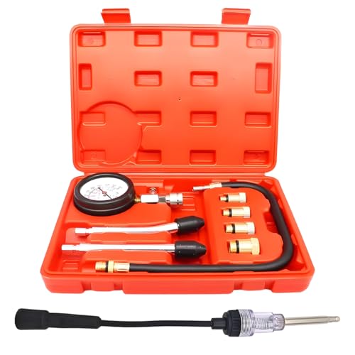 Tuxihapp 9PCS Petrol Engine Cylinder Compression Tester Kit with Spark