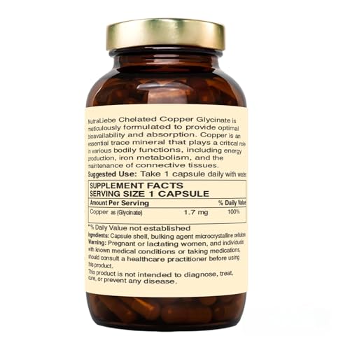 Image of Copper Glycinate Chelate - High Bioavailability, Supports Collagen Formation and Connective Tissue Health, 90 Capsules