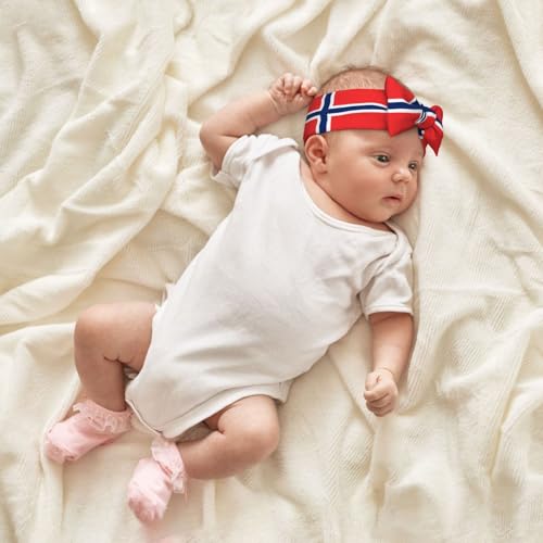 Norwegian flag Baby bow headband, printed, colorful and varied, soft and skin-friendly, good elasticity4