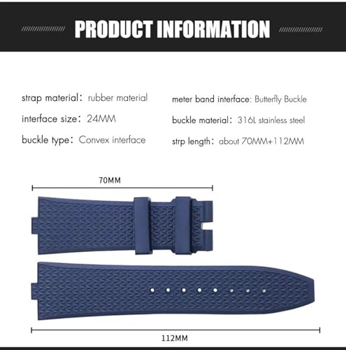 Correas de reloj de goma liberación rápida HHRFCS 24x7mm resistentes al agua 3