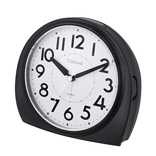 5.5" Silent Analog Alarm Clock Non Ticking, Gentle Wake, Beep Sounds, Increasing Volume, Battery Operated Snooze And Light Functions, Easy Set, Black (Best For Elder) #TOP1