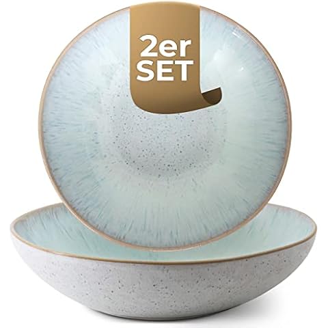 palmer tiefe Teller-Set light blue sea, 2 x Suppenteller aus Steingut Ø 22 cm Cover
