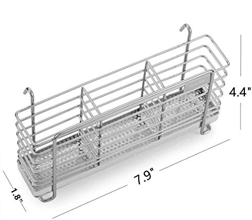 Kesol Sturdy 304 Stainless Steel Utensil Drying Rack Basket Holder With Hooks 3 Divided Compartments, Rust Proof, No Drilling #TOP1