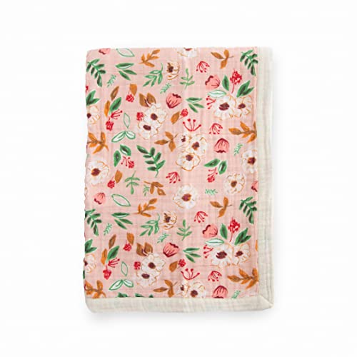 Image of Little Unicorn Newborn Receiving Quilt | Ultra- Soft, Multi-Layered Muslin Fabric | Gift for Newborns & on-The-go (Vintage Floral)
