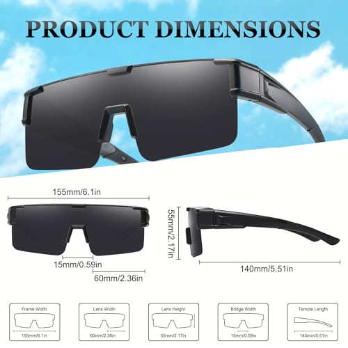 Image of HAOLOTA Fit Over Glasses Sunglasses for Men, Wrap Around Sunglasses for Driving Cycling Outdoors UV Protection