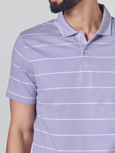 Image of XYXX Iinea Men's Stripe Cotton T-Shirt | Polo Collor Tshirts | Half Sleeves | Stripe-Slim Fit