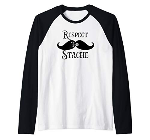 Vintage Retro Funny Mustache Respect the Stache Mustache Raglan Baseball Tee