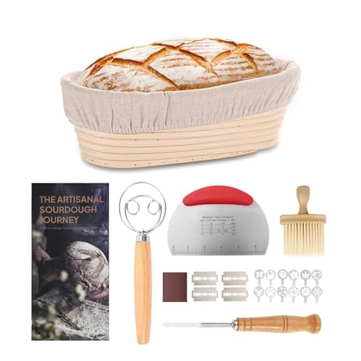 Conjunto de cesta Banneton de 22 cm, kit inicial de fermento para assar pão artesanal, inclui ferramentas para impermeabilização de massa e embalagem de presente