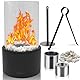 Muntel Tischkamin – Moderne Bioethanol Tischfeuerstelle in Schwarz für Innen und Außen, Perfekte Tischdeko, Tischfeuer, Garten Terrasse Balkon Tisch Deko, Einfach zu Benutzen, Schwarz