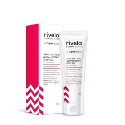 Image of Rivela Dermascience Anti-Acne Gel By Cipla | For Active Acne, Oil Control, Smooth and Supple Skin | With Salicylic Acid & Hyaluronic Acid | 30 ml