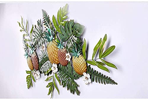 Xzgden Wall Decorations, Metal Wall Art Sculpture,Mediterranean Style Tropical Pineapple/Leaf/Flower Pictures Wall Decoration Wall Hanging,124.8X5.7X80Cm #TOP4