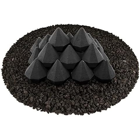 Ceramic Fire Diamonds | Set of 20 | Modern Accessory for Indoor and Outdoor Fire Pits or Fireplaces – Brushed Concrete Look | Charcoal Gray, 3 Inch Cover