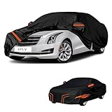 gnrique Bache Voiture Exterieur impermable Compatible avec Cadillac ATS-V 2015-2019,rsistante  la Neige,  la Pluie et au Vent,Toutes Les Saisons bache Voiture (Black Orange)
