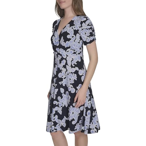Image of Tommy Hilfiger Floral Ruche Empire Waist Fit-and-Flare
