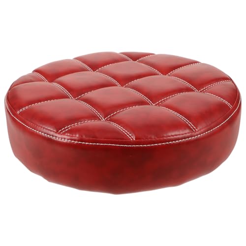 PRETYZOOM 13-Inch Round Bar Stool Seat Cushion Replacement, PU Foam Soft Seat Cover Pad for Canteen, Home, Dining Rooms, Cafes, Bars Adjustable Height Stool Accessories, Non-Silp, Red