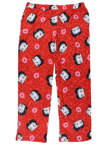 Mad Engine Betty Boop Pajamas Women's Cheeta Print and Lips AOP Lounge Pajama Pants
