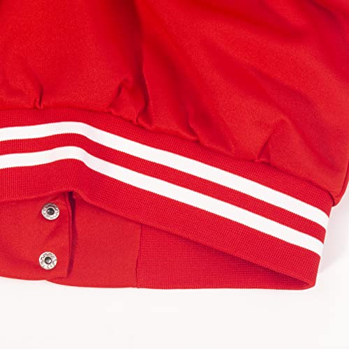 Magorange Women 2 Piece Outfits Sets Long Sleeve Varsity Jacket Patchwork Button Down Crop Top Sweatsuit Set Red #TOP5