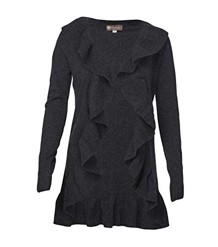 Cashmere Boutique 100% Pure Cashmere Ruffled Long Women Cardigan Sweater - Pullover, Long Sleeve, Front Open, Soft and Warm2