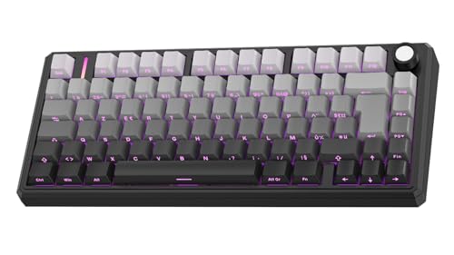 OMOTON Tastiera Gaming Meccanica | 75% ISO-FR Wireless Hot-Swap, Gasket Mount, RGB, MK212 Tastiera Gamer AZERTY con Knob, Tri Mode Keyboard TKL, PBT Keycaps, Suono Creamy, Red Switch per PC/Mac/PS4