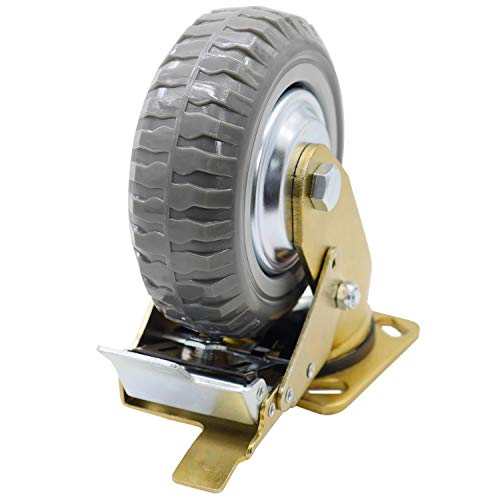 Casoter 6" Gold Swivel Caster Wheel W/Safety B6 Dual Locking Brake, Polyurethane Pu Wheel With Tyre Veins Industrial Heavy Duty Caster, Double Ball Bearing Moving Silent 770Lbs Load Capacity #TOP7