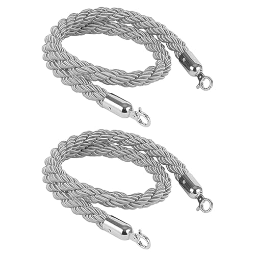 Oracra Stanchion Rope Set of 2 Barrier Ropes with Gold/Silver Snap Hooks, Stanchions Twisted Rope for Crowd Control, 2ft 4ft 5ft 6ft 8ft 5ft 10ft Railing Hemp Rope(Silver Hook,180cm(6ft))