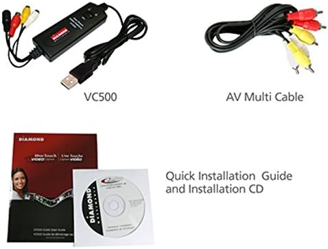 Diamond VC500 USB 2.0 One Touch VHS to DVD Video Capture Device with for Win7, Win8 & Win10