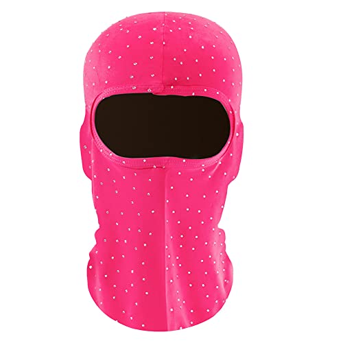 Balaclava Shiesty Ski Mask For Women Summer Bling Sequins Face Mask Cooling Neck Gaiter For Motorcycle Cycling Rose Red #TOP14