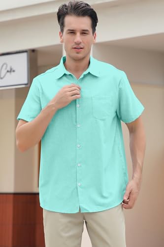 Image of SANGTREE Summer Button Down Shirts Cottn Tops for Men Women Boy Girl