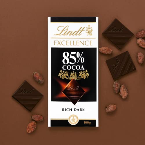 Lindt Excellence Dark 85% Cocoa Chocolate Bar, 100g
