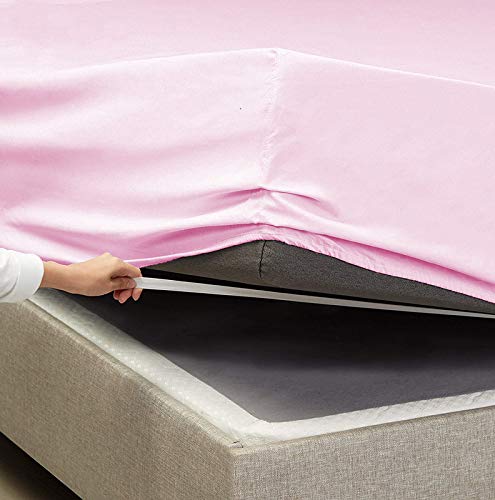 Image of YRM Bedding's Baby Pink 600-TC Oraganic Cotton 4 Pcs King Size Bedsheet Fitted (72 inchx78 inch), Flat (102 inchx108 inch) and Pillow Cover (18 inchx28 inch) Feet for 4 inch and 8 inch Inch Mattress